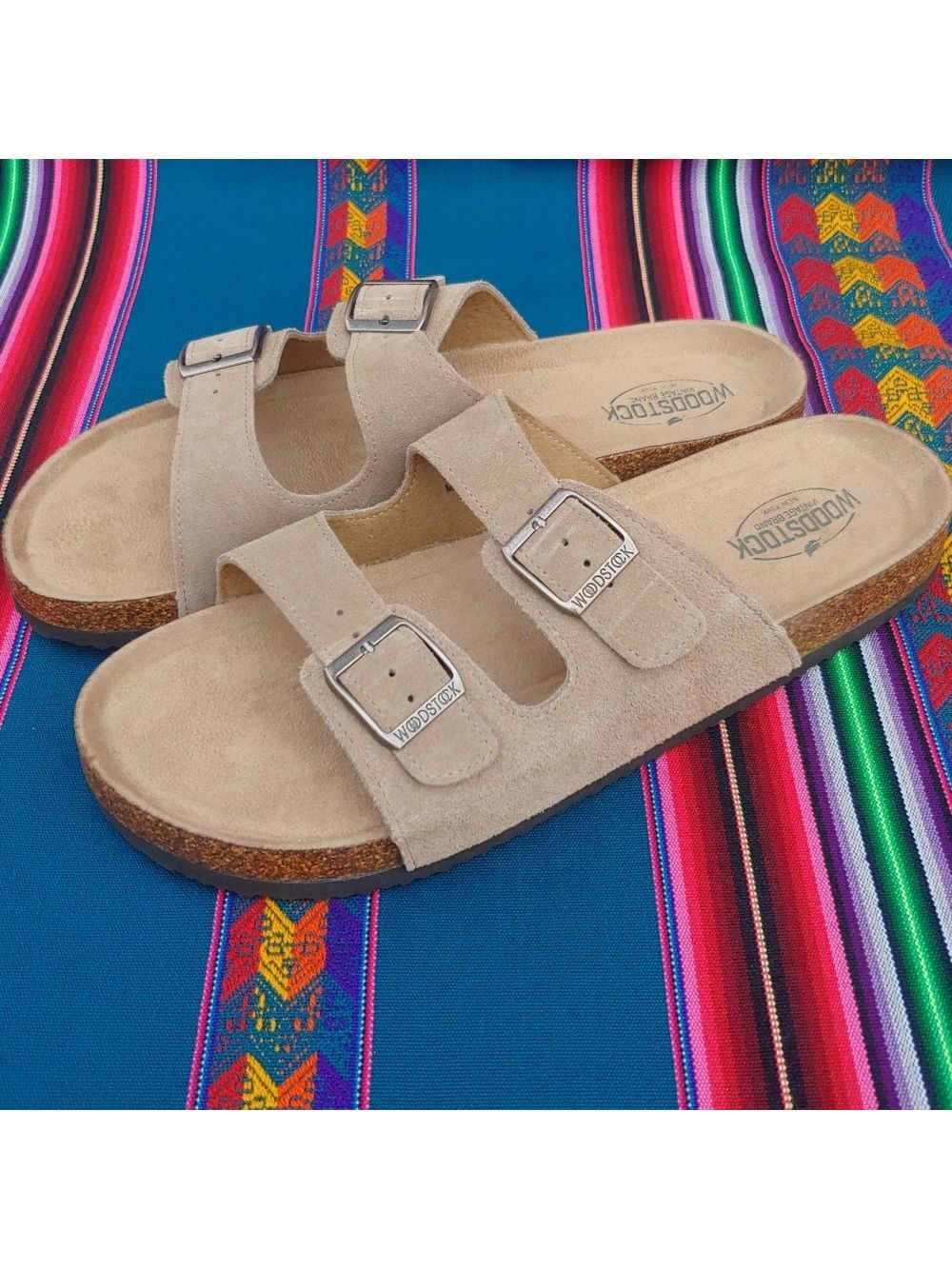 Woodstock Men's Vintage Brand NY Leather Cork Strap Sandals Tan size 11 NWOT